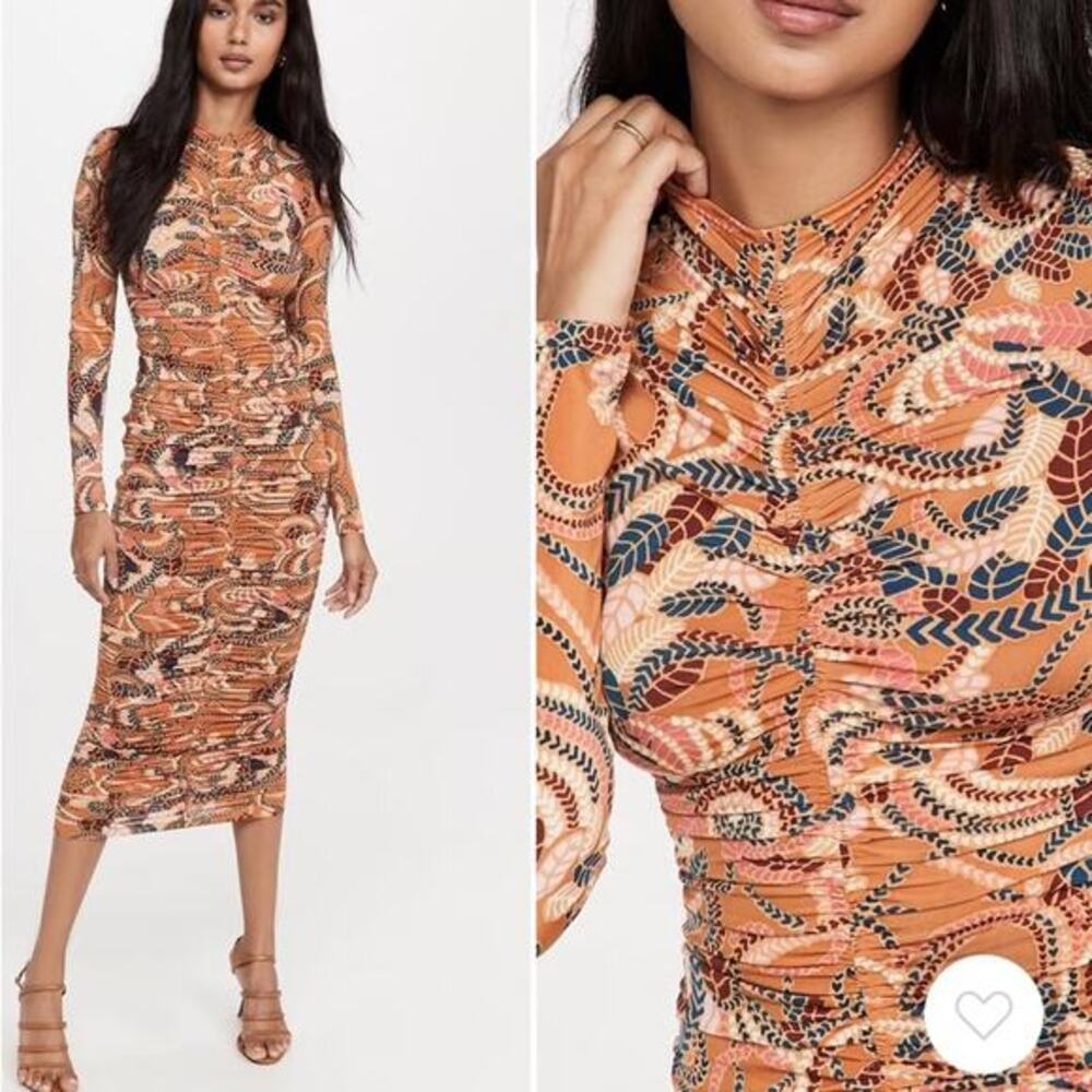 A.L.C. Ansel Long‑Sleeve Ruched Bodycon Midi Dress - Picture 5 of 14